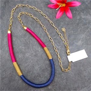 Michelle Macdowel. NWT. Magenta Navy Pink Seth Necklace. 35-37”